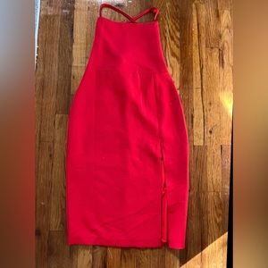 Lulu’s  Red Criss-Cross strappy tie back dress
Size L (Junior’s Size Large)